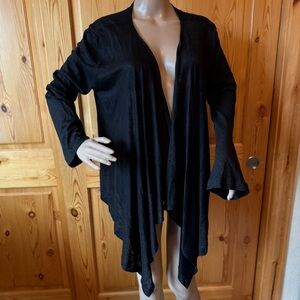 Bryn Walker Black Asymmetrical Open Front Cardigan S Lagenlook Oversized